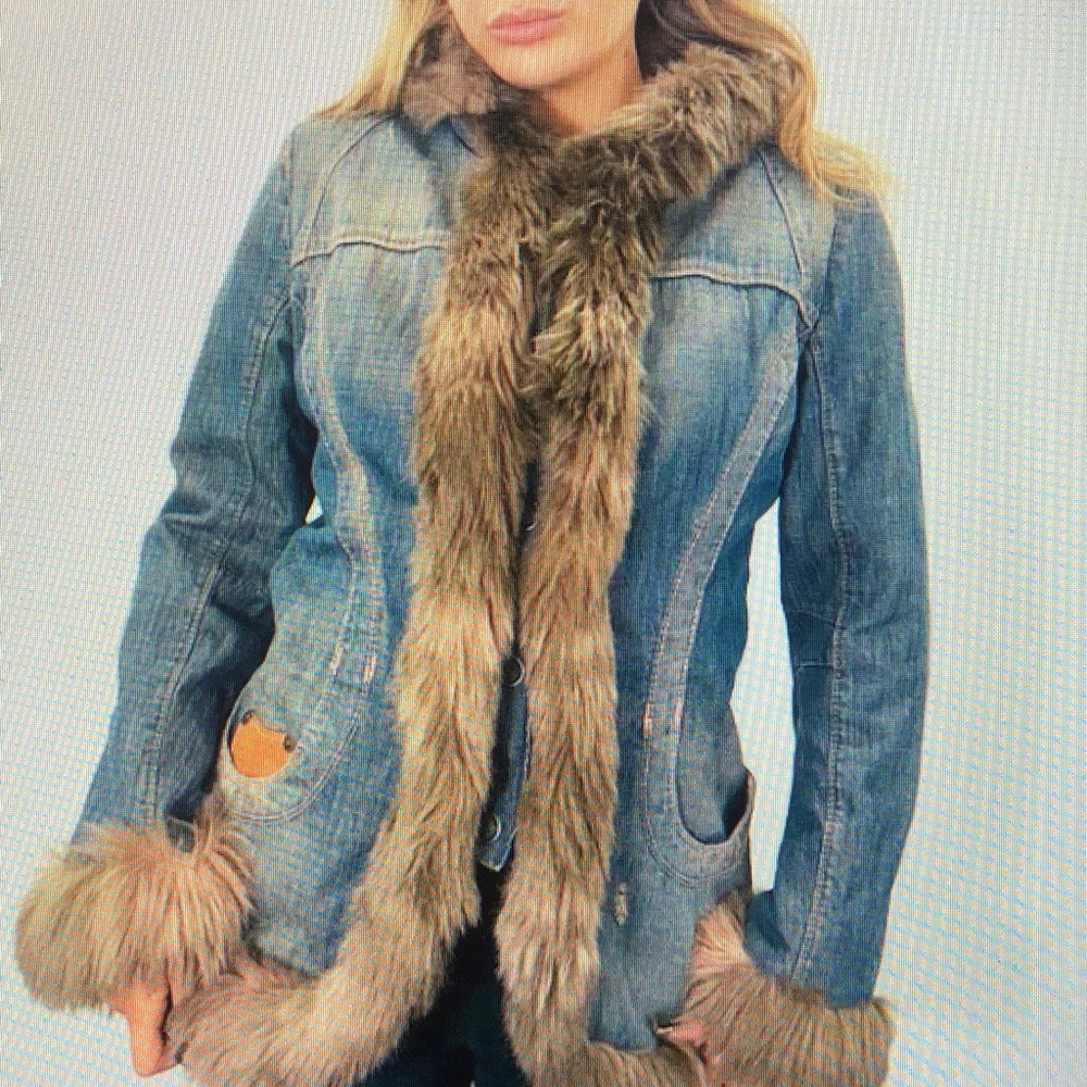 Denim Jacket with Faux Fur Trim
